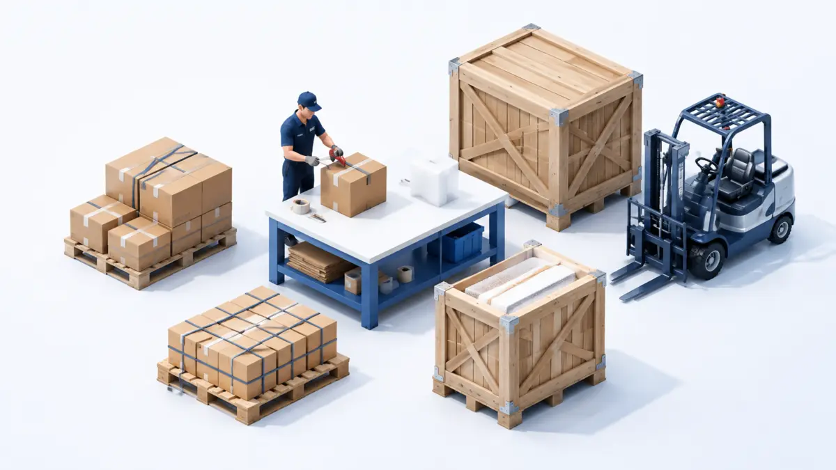 Project cargo packaging and crating illustration