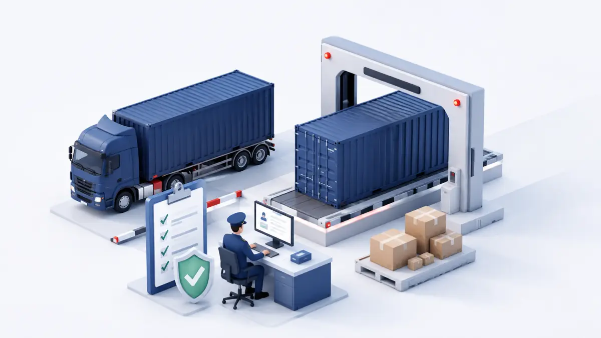 Customs clearance and border control illustration